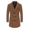 Men's Double-Breasted Wool Coat - Stylish, Cotton-Lined, Thick Mid-Length with Lapel Collar for Autumn/Winter 2025.
