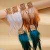 European and American exaggerated feather fringed square silver needle earrings Bohemian retro niche earrings 