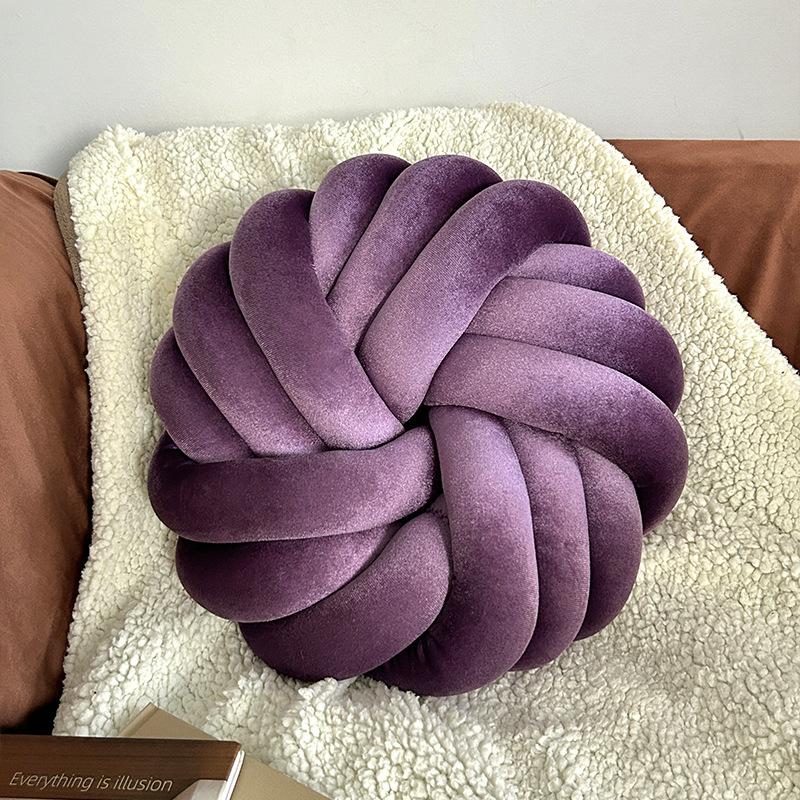 Light Luxury Velvet Three-strand Round Cushion Living Room Cushion Bedside Pillow Woven Bay Window Mat Sofa Plush Throw Pillow
