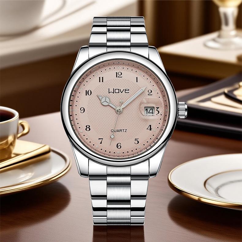 Langjue Automatic Men'S Watch Steel Belt Butterfly Buckle Luminous Fashion Non-Mechanical Women'S Quartz Watch