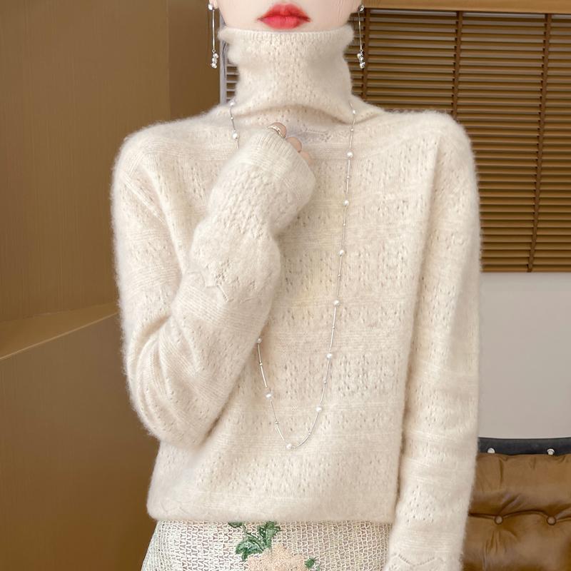 Dame Cashmere Sweater Qinghe Cashmere 30% Cashmere 70% Uld Efterår og Vinter Pullover Varm og Moderigtig