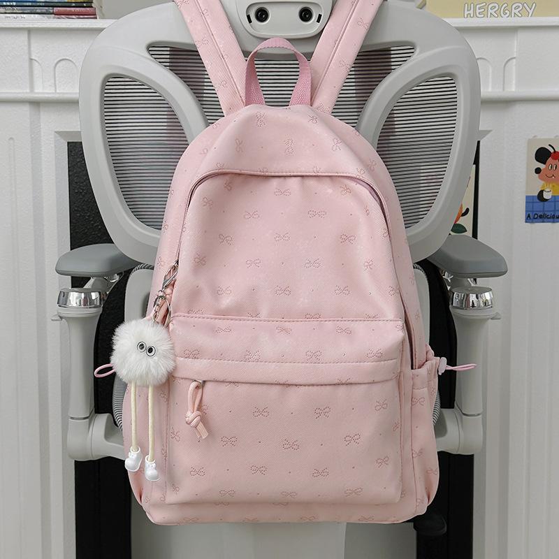 Schoolbag High value niche schoolbag Female college student lightweight backpack Junior high school student bow large capacity backpack