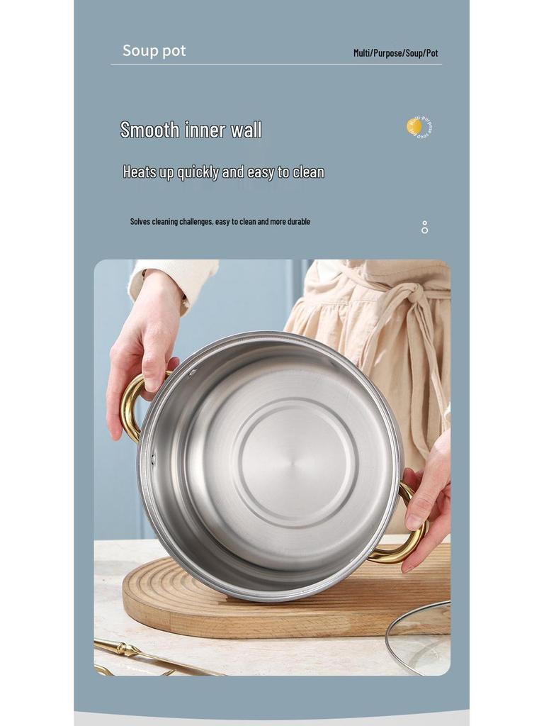 Gold Stainless Steel 10-Piece Cookware Set: Multi-Purpose Stockpot & Saucepan Gift Set