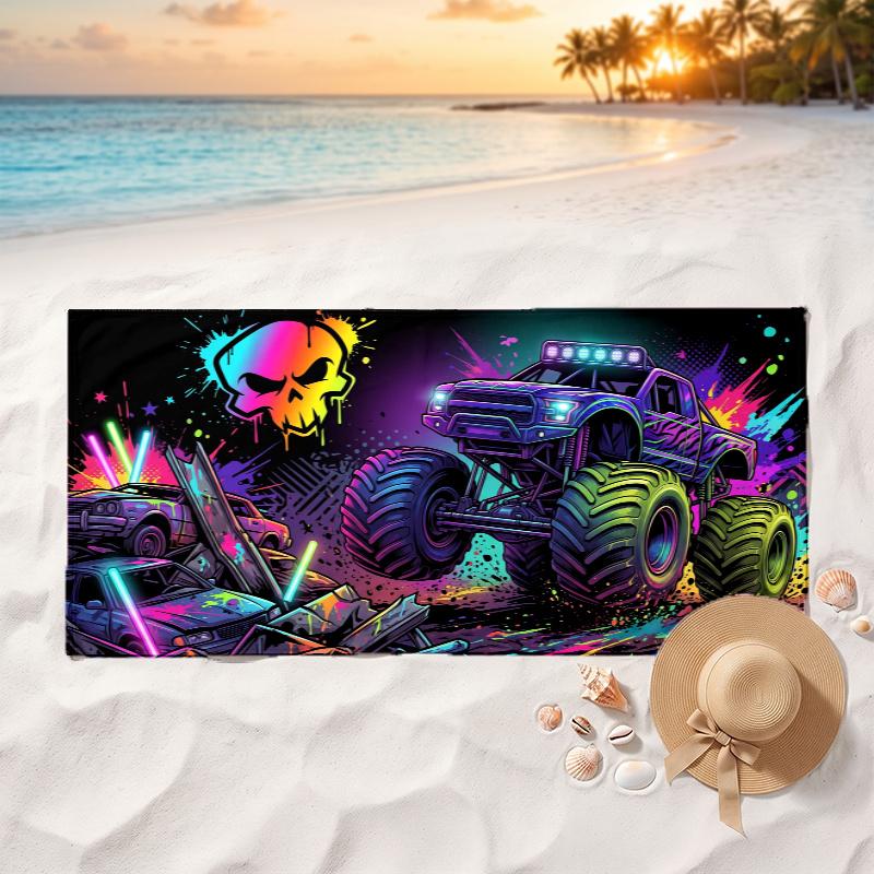 Monster Truck (5) Soft and comfortable beach towel perfect for vacations and poolside use an ideal gift for summer holidays