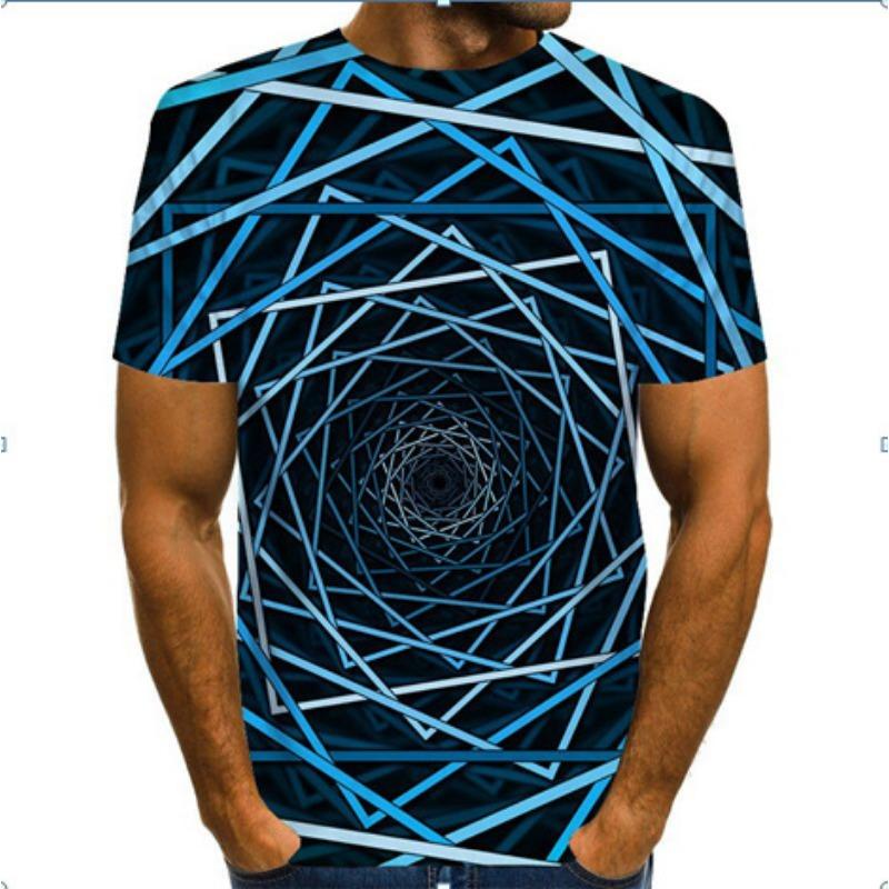 Casual Men's 3D Vortex Printed Short Sleeved Men's Summer 3D T-shirt