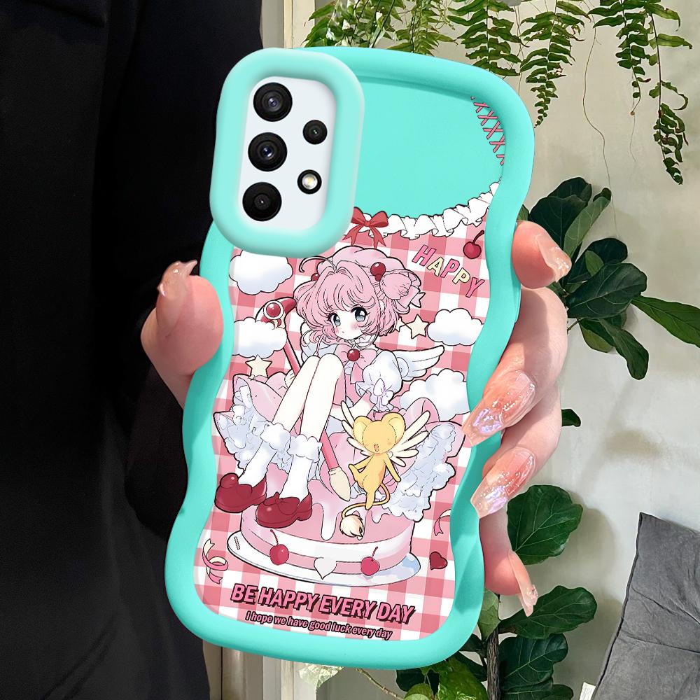 

Окрашенный узор Big Wave Edge Мягкий силиконовый материал Macaron чехол для телефона противоударный защитный резиновый чехол для Samsung Xiaomi Poco Redmi Xiaomi Poco C75 5G синий