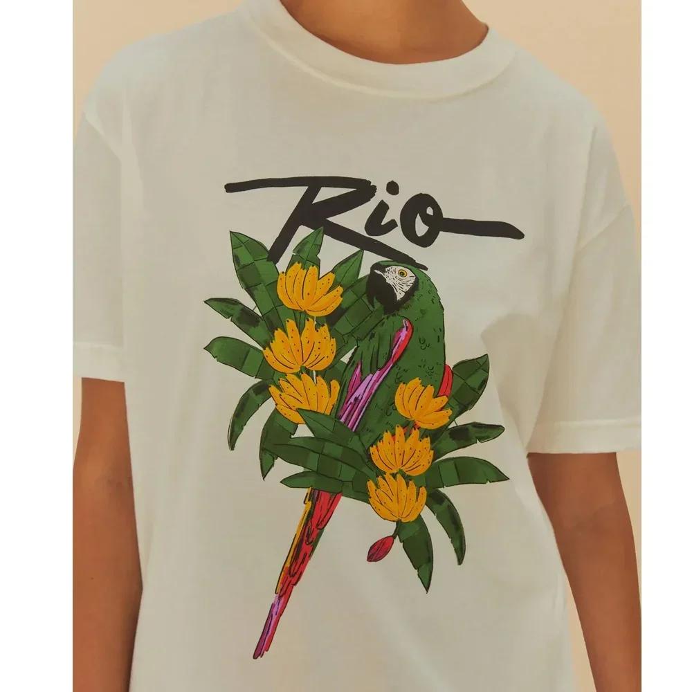 Brasile FARMRIO Estate Nuovo Pattern Personalizzato Logo Stampato Manica Corta T-shirt Uomo Donna Uguale Casual T-shirt