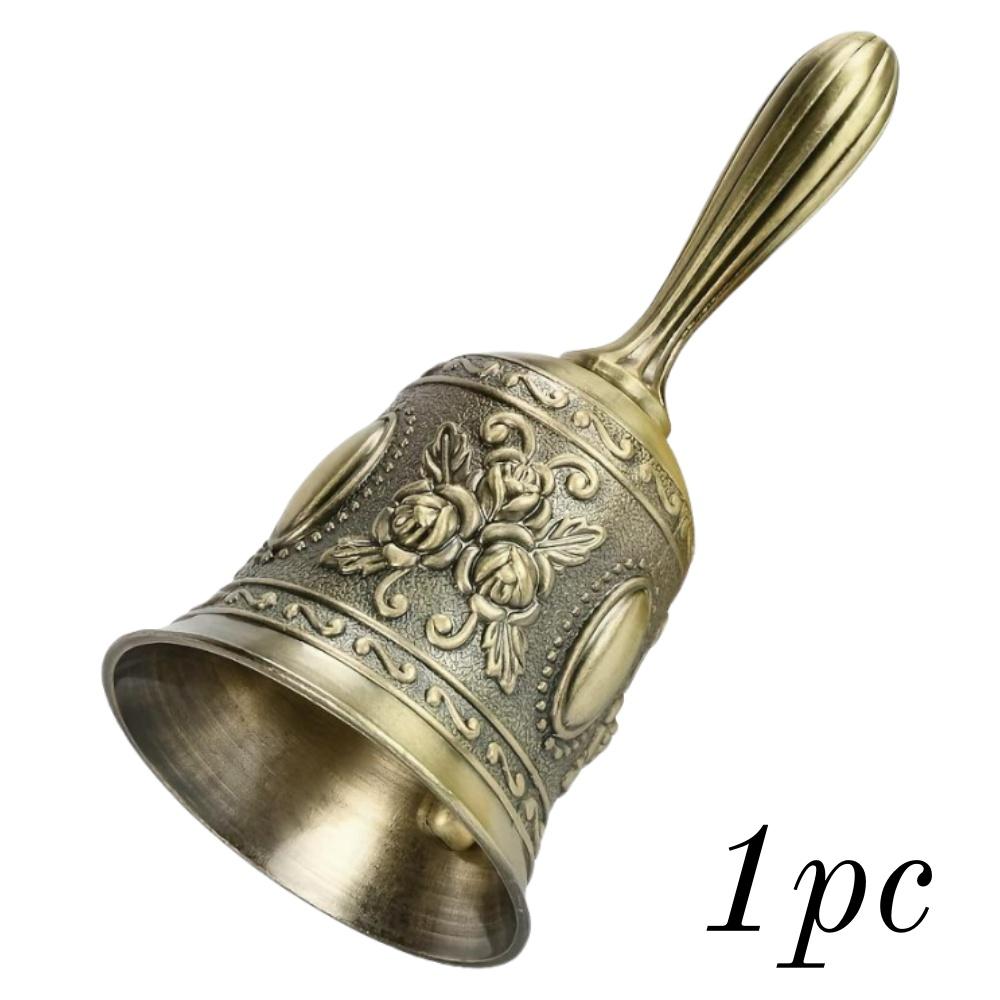 

1/2 шт. Ручно вирізьблені декоративні дзвоники Вінтажні мідні ручні дзвоники для подачі в ресторанах, барах Квітка троянди Елегантний різдвяний подарунок 11.3cm