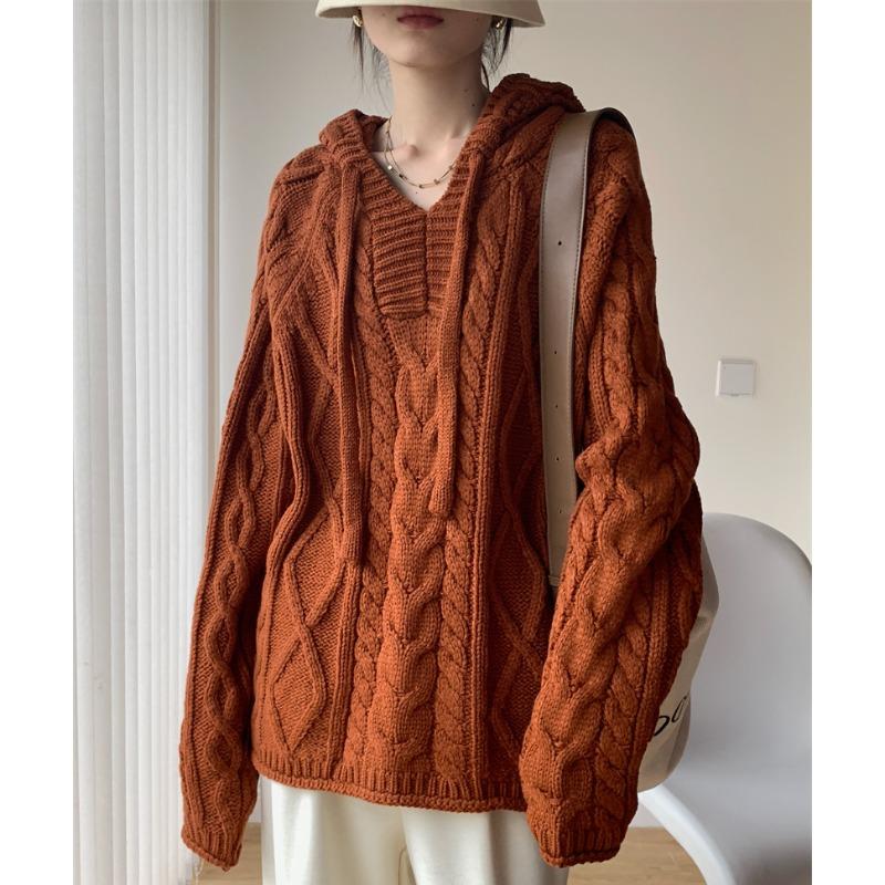 

DIMANAF 2025 Women Spring Pullover Hat Sweaters Knitting O-Neck Loose Sweater Tops One size серый