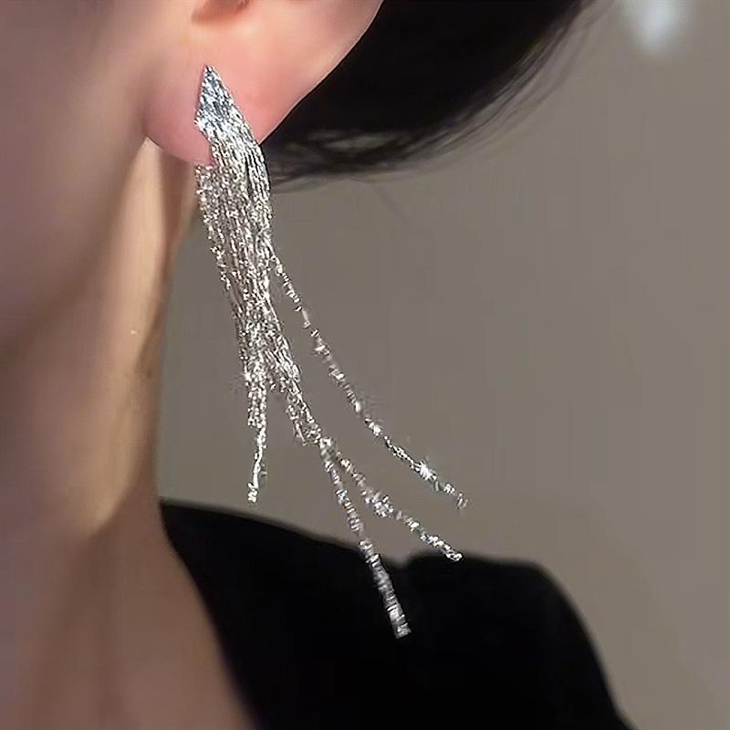 Double-sided Fringed Earrings Temperament Niche High-end Stud Earrings Light Luxury Fashion Simple Earrings Women