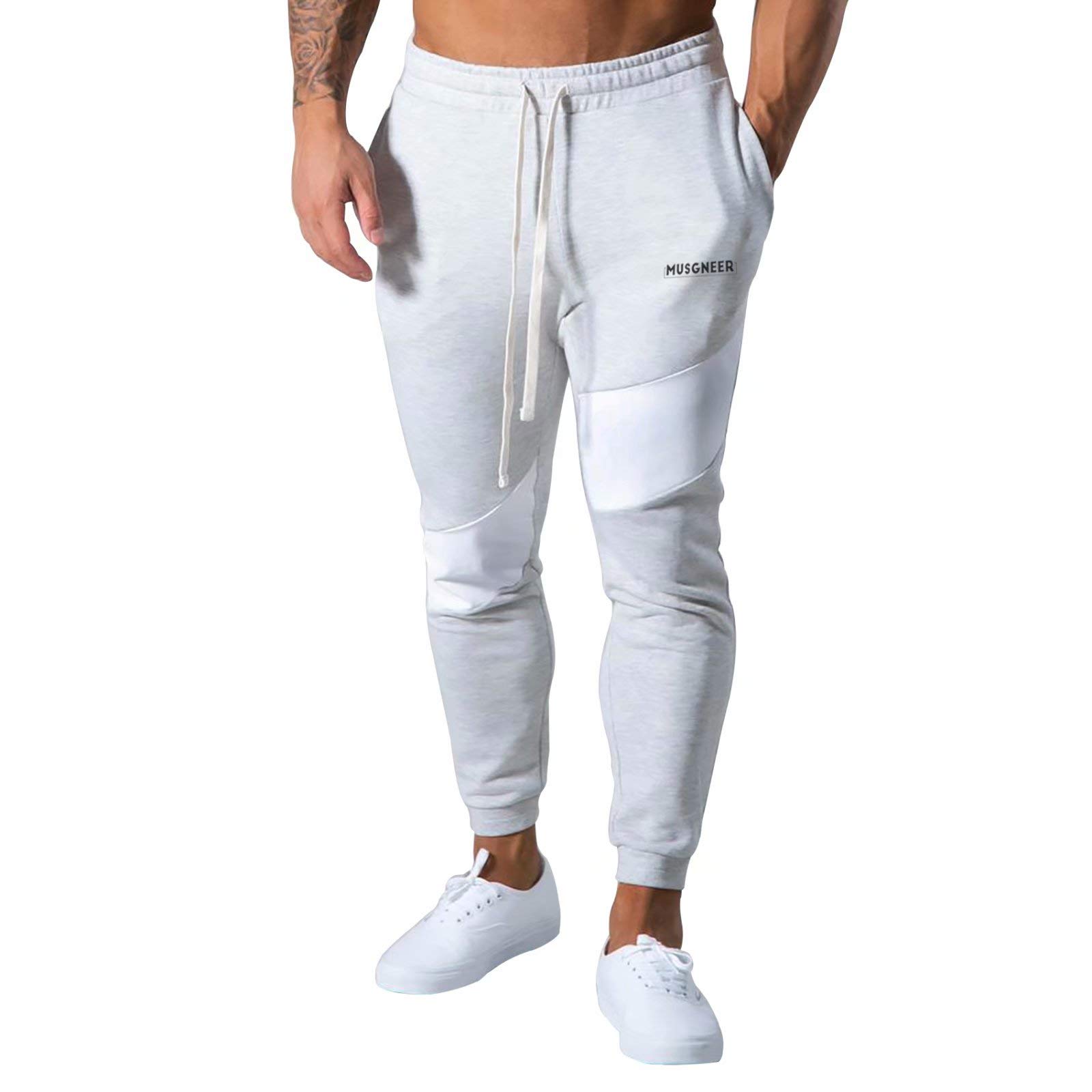 

[Musgneer] Musgneer Jogger Pants Men s Sweatpants Fitness Training Sportswear Muscle Training Slim Gym Wear Slim Fit Long Pants Gray 1XL