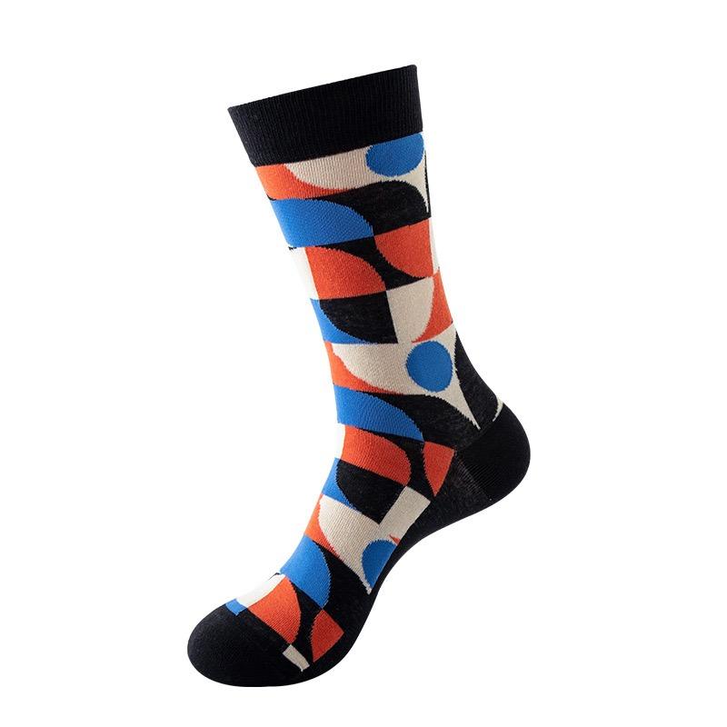 Hundreds Fashion Business Men 100% Cotton Happy Lattice Socks Unisex Boys Combed Hip Hop Street Skateboard Funny High Sox Set