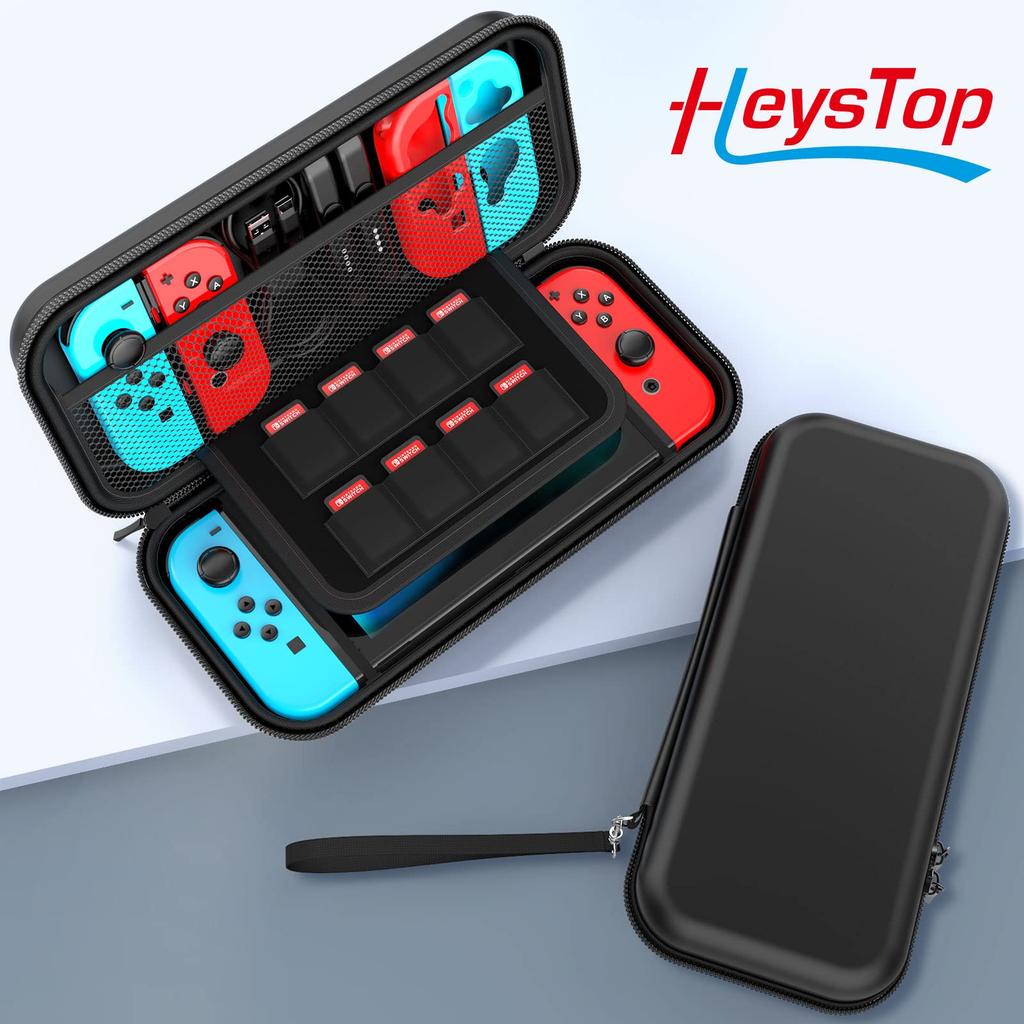 Carcasă HEYSTOP pentru Switch, compatibilă cu HeysTop 4 în 1, carcasă Dock pentru Switch, folie de sticlă pentru degetul mare, capac pentru Switch, absorbție de șocuri