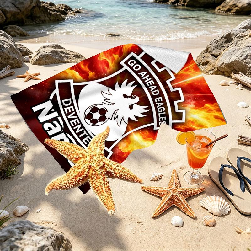 Personalisierbares Strandtuch mit Aufdruck der Go Ahead Eagles und individuellem Namen, für Reise, Camping, Strandparty, Heimdekoration, Geburtstagsgeschenk für Familie & Freunde