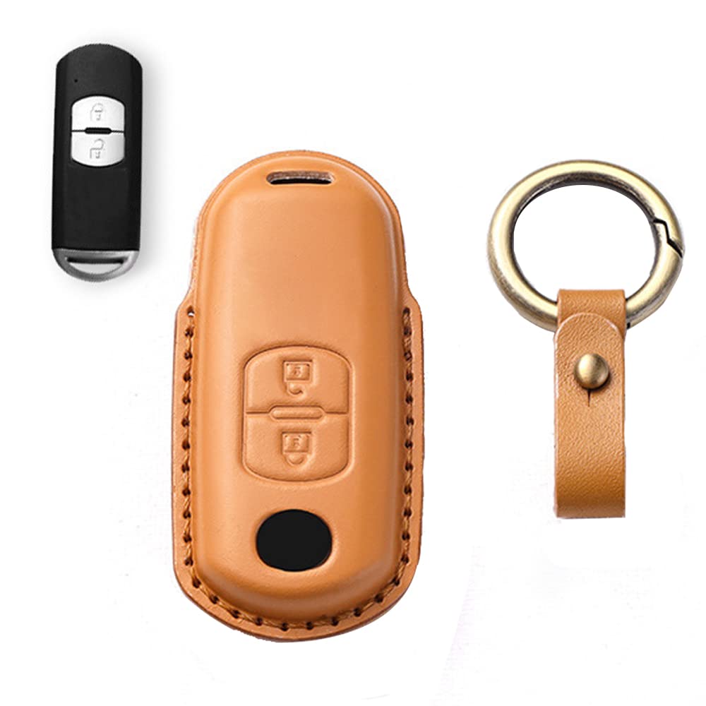 LETINGFAR Key Case for Mazda, Smart Key Case, Key Cover, Genuine Leather, Designed for