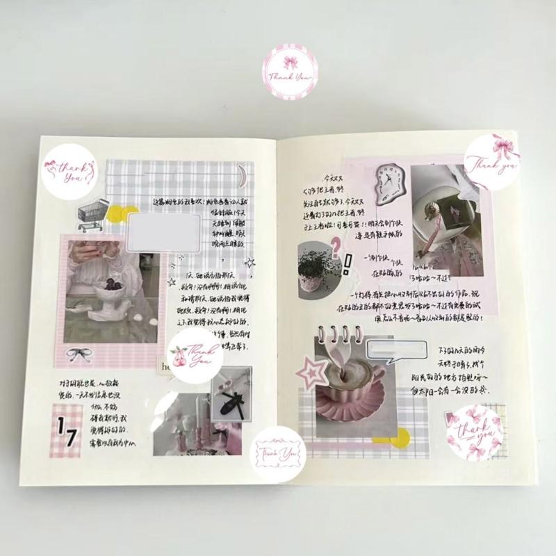 Lovely Bows Sticker Thank You Labels Sealing Sticker Decorative Sticker Round Sticker Thank You Sticker for Party