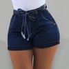 Elastic Waist Denim Shorts with Belt, Available In 5 Colors and 8 Sizes