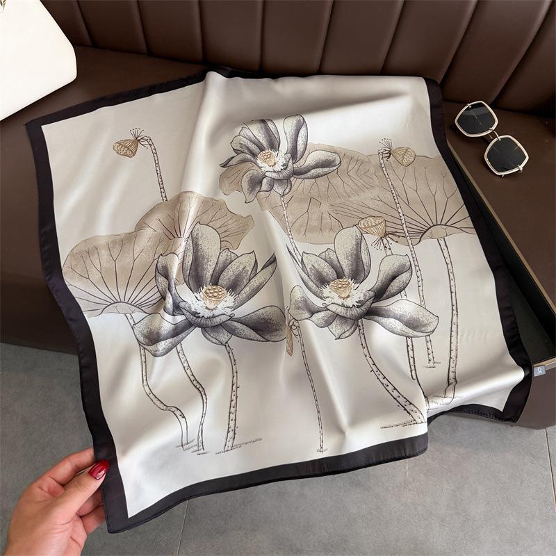 New Luxury  Silk Square Scarf Women Neck Summer Beach Hair Bandana Headkerchief Shawl Wrap Hijab Echarpe