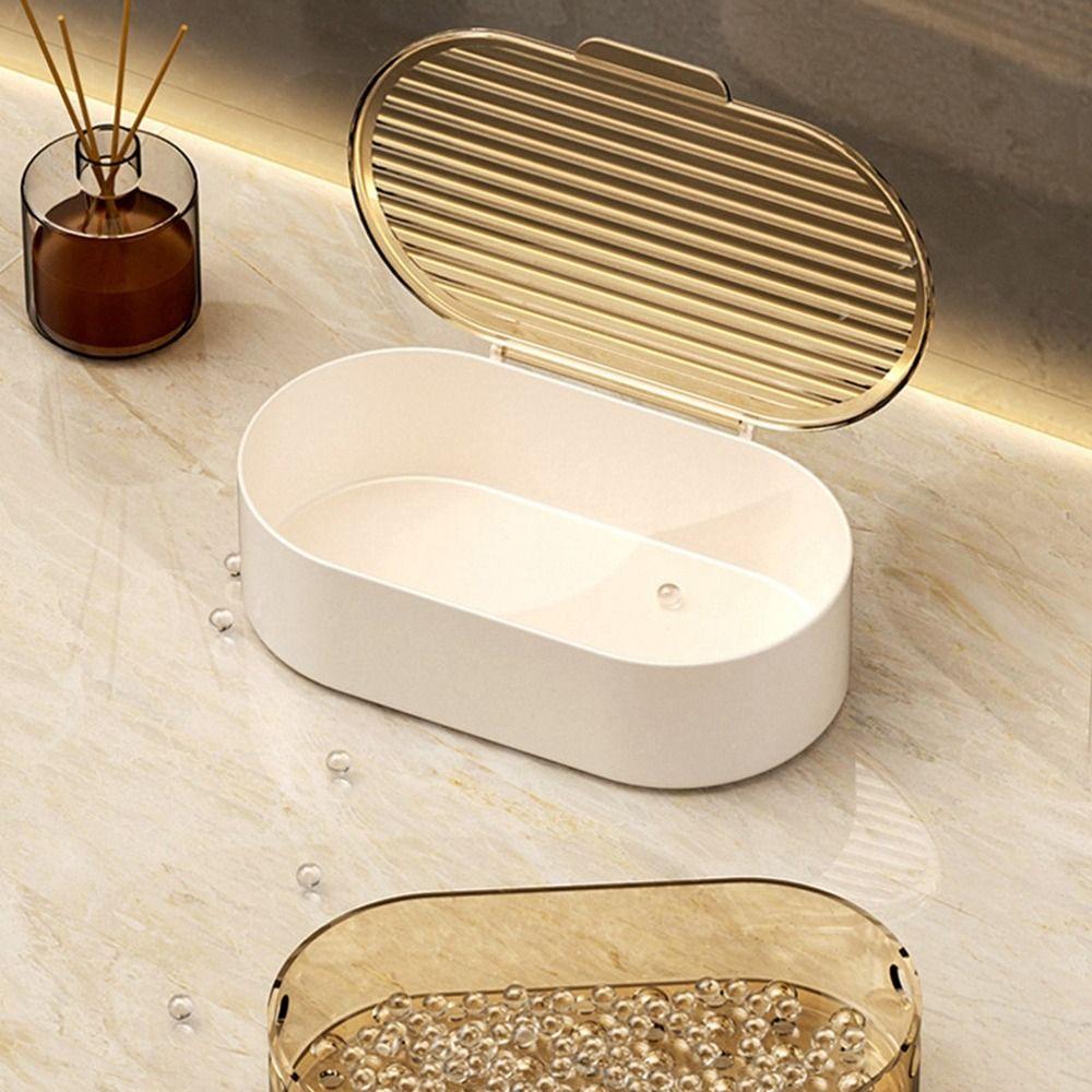 Hollow Light Luxury Double Drain Soap Box Plastic Soap Dish Simple Drain Soap Holder  Bathroom