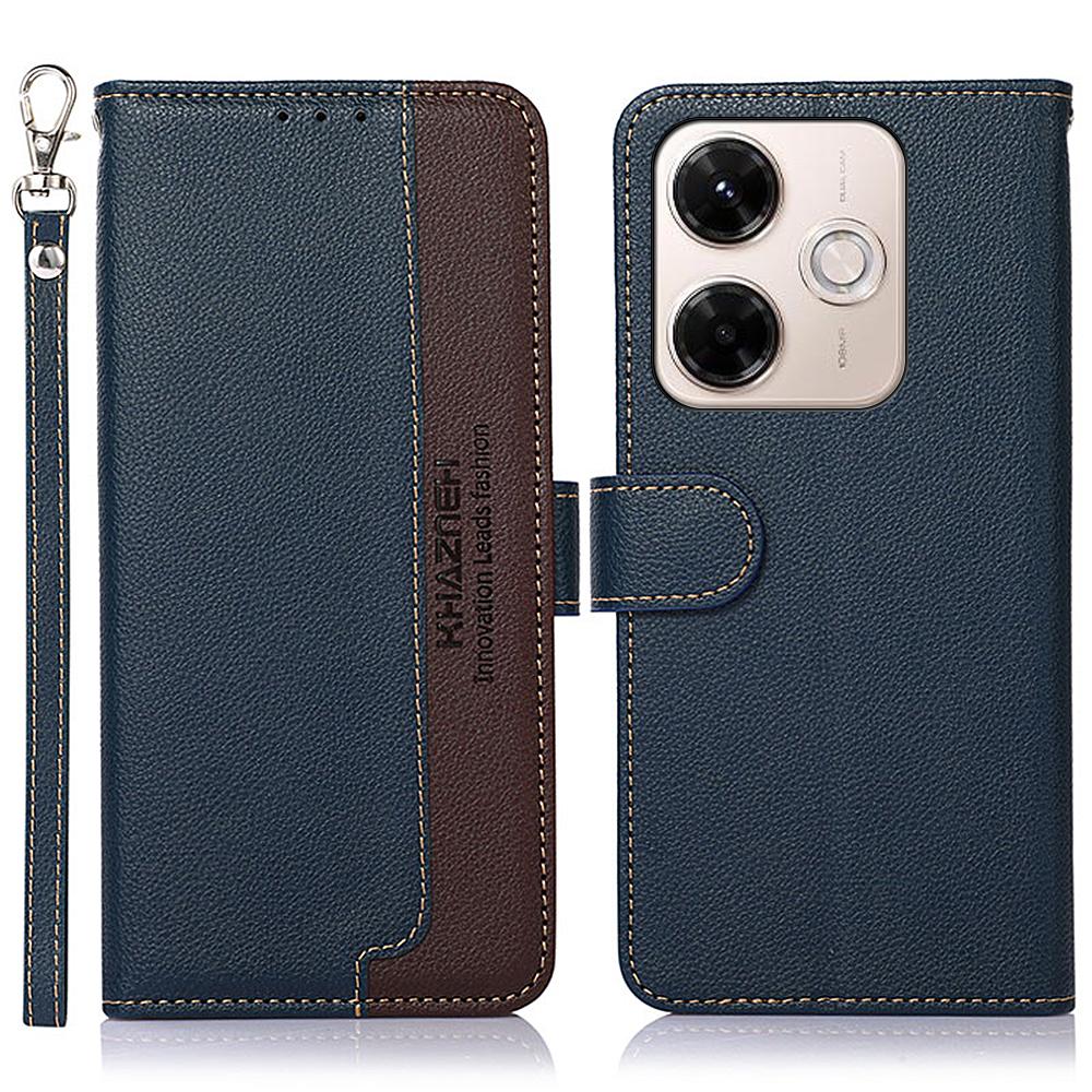 

KHAZNEH For Xiaomi Redmi 13x 4G Case RFID Blocking Wallet PU Leather Phone Cover Blue