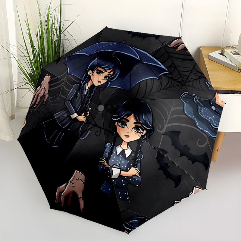 

1pc Wednesday Automatic Folding Umbrella - 8-Rib Automatic Open/Close, Portable Collapsible Compact Umbrella yy251218028