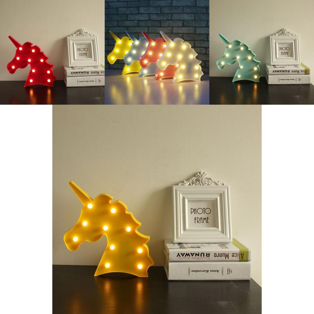 Enchanting Cute Unicorn Head Led Table Lamp Night Light Great For Kids Bedroom Decor