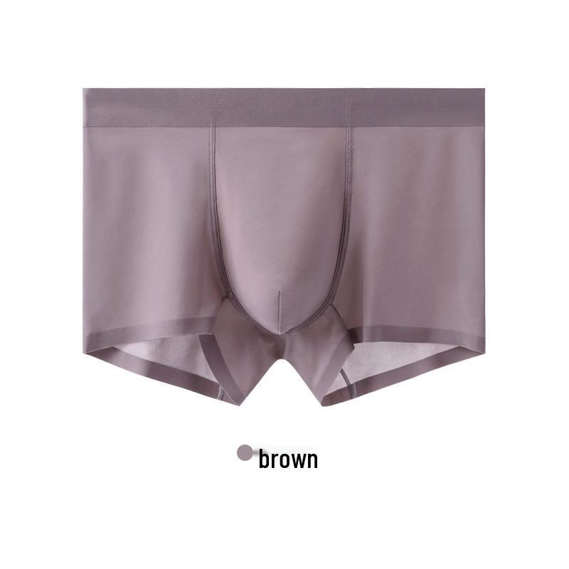 Men's Summer Ice Silk Antibacterial Quick-Dry Boxer Briefs - Mid-Waist, Seamless, Breathable Ultra-Thin Four-Corner Design.
