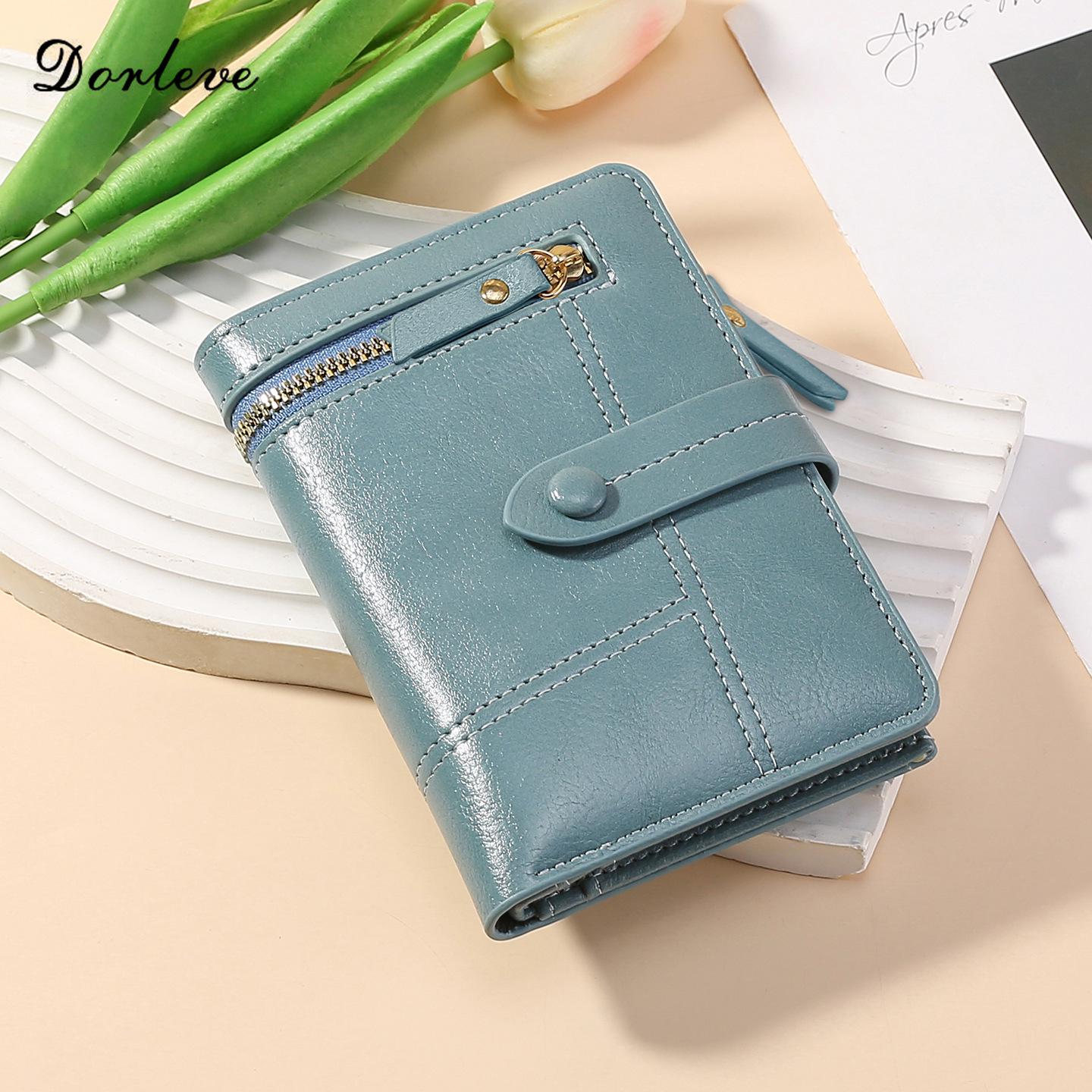 Женский кошелек-клатч из мягкой кожи в корейском стиле 2025 - Вместительный складной кошелек для монет синий