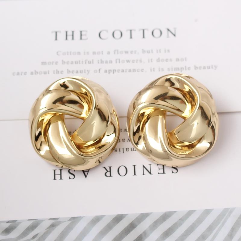 Przesadna geometria Nieregularne metalowe wiszące kolczyki Spiralny skręcony węzeł Okrągłe gładkie Brincos Cyrkonia