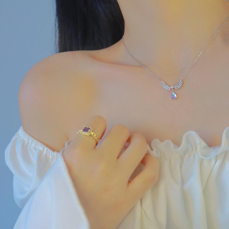 Light Luxury Angel Wings Pendant Necklace For Women Girls Fashion Exquisite Versatile Clavicle Chain Jewelry Accessories Gifts