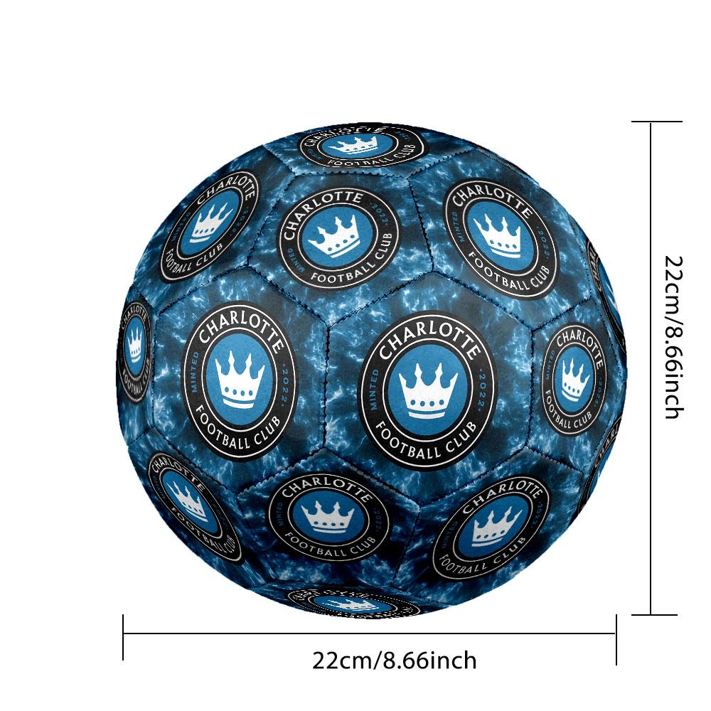 Charlotte FC Size 5 Soccer Ball, Machine-Stitched PVC, Durable & High Bounce, All Ages Fit, Fan Merchandise, Matches & Outdoor Use.