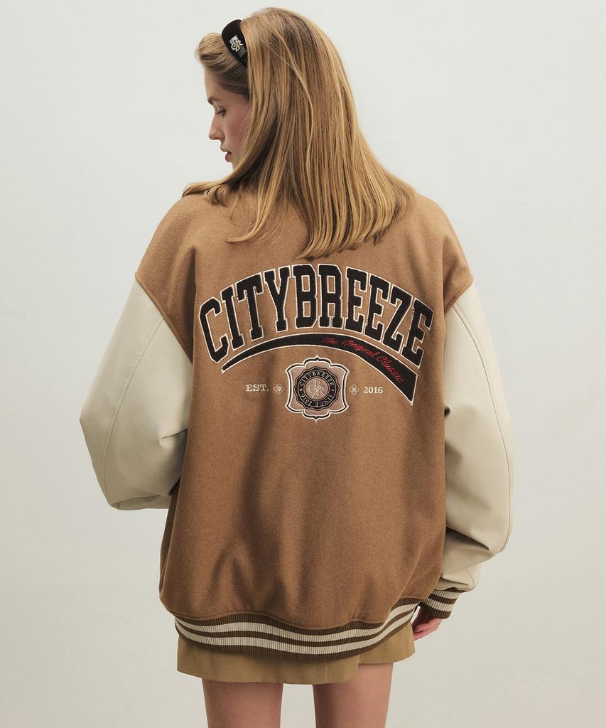 Citybreeze Wool Preppy Varsity Jacket_Beige