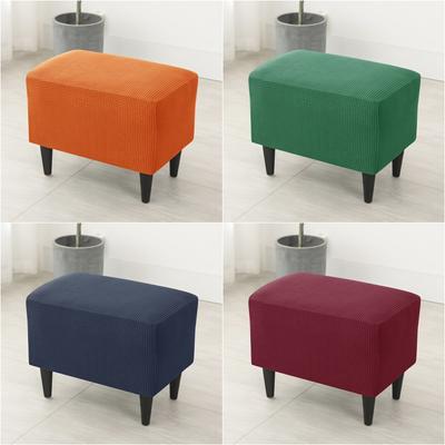 Solid Color Rectangle Stool Covers Footrest Cover Ottoman Footstool Slipcovers Washable Case Bedroom Furniture Protector Decor