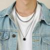 Stainless Steel Square Pendant Men, Sweater Stacked Necklace, Natural Tiger Eye Sweater Chain Nc-892