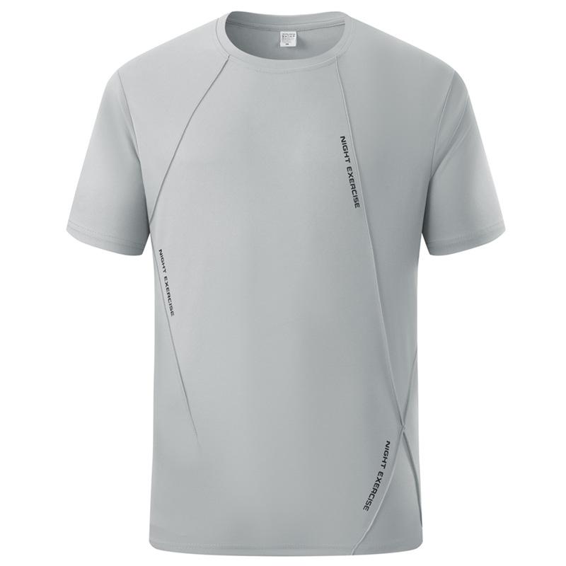 

Outdoor men s breathable loose European size sports breathable quick-drying T-shirt casual round neck short-sleeved print XXXL світло-сірий колір
