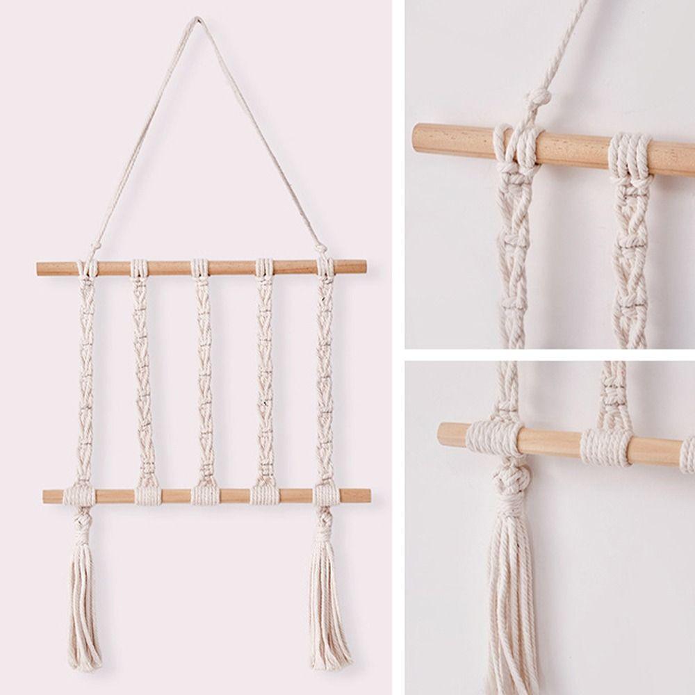 Cotton Rope Woven Tapestry Wall Mounted Wall Hanging Pendant Craft Storage Rack Home