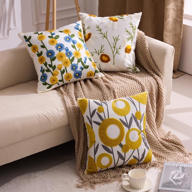 Embroidered Towel Cushion Pillow, Dropshipping, Ins-style Sofa Pillow, Home Bedside Cushion