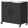 Metal Garden Shed, Stainless Steel Roof, Wheels, Black