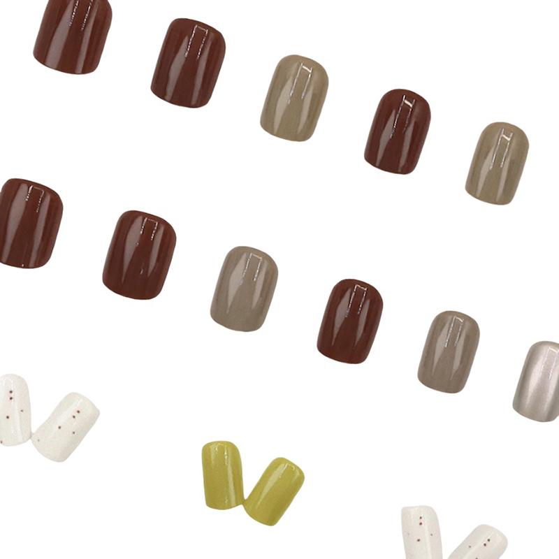 

24 шт. Короткие накладные ногти с полным покрытием, искусственные, съемные, пресс-он, нейл-арт, накладные ногти, украшение