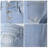 Women Jeans High Waist Flared Hem Slim Fit Button Closure Gradient Color Matching Full Length Pockets Bell-bottomed Pants Denim Trousers