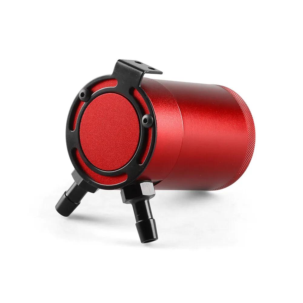 Red Universal Compact Baffled 2-Port Aluminum Blue Oil Catch Reservoir Can Tank