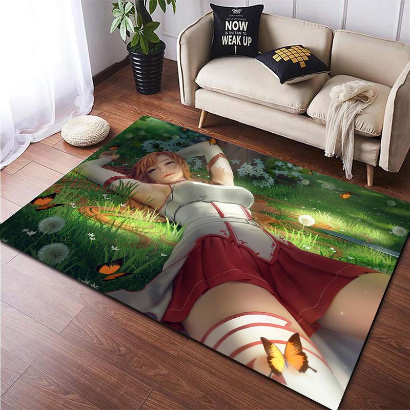 Hot Anime SAO Sword Art Online Modern House Living Room Floor Matte Bedroom Carpet Poster Mat Pattern Decorative Square Rug Gift