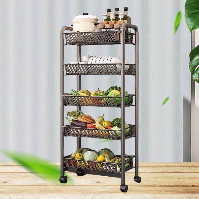 Movable Kitchen Storage Shelf with Baskets