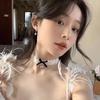 Bowknot Heart Necklace Adjustable Collarbone Chain Bow Pendant Clavicle Chain
