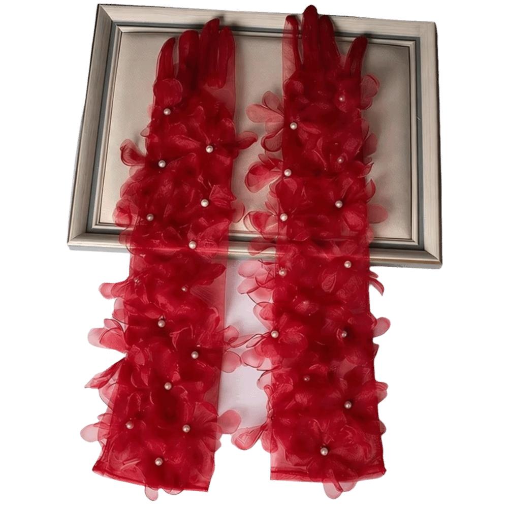 Pearl Long Gloves Elegant Bridal Gown Accessories  Travel Photography