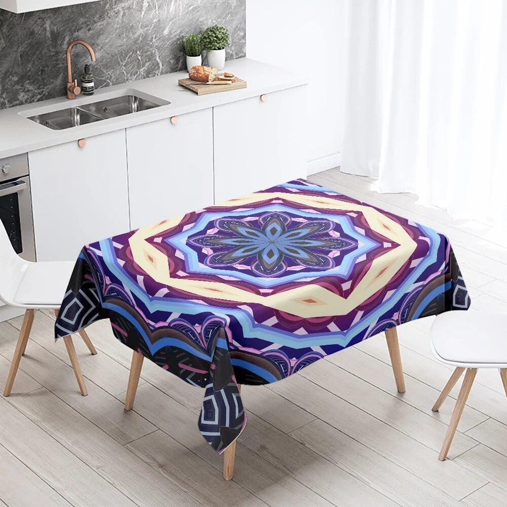 Waterproof Rectangle Tablecloth Geometric Mandala Floral  Wedding Party Decoration Restaurant Table Home Decor