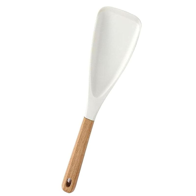 Multifunctional Spatula Cooking Spoon 1/2pcs Silicone Nonstick Pan Cooking Spoons Wood Handle Spoon for Mixing Scoop and Scrape