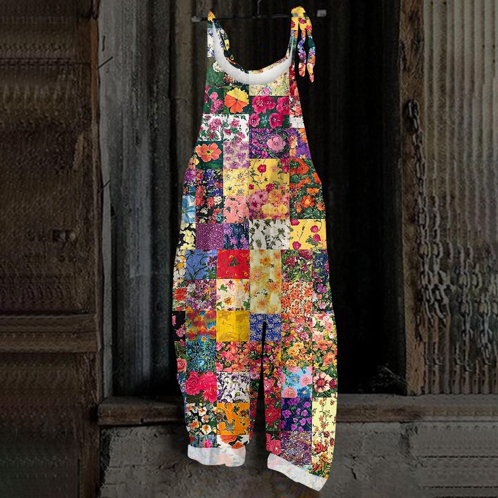 

Женский комбинезон с рождественским принтом, повседневный свободный винтажный комбинезон из хлопка и льна XXXXXL