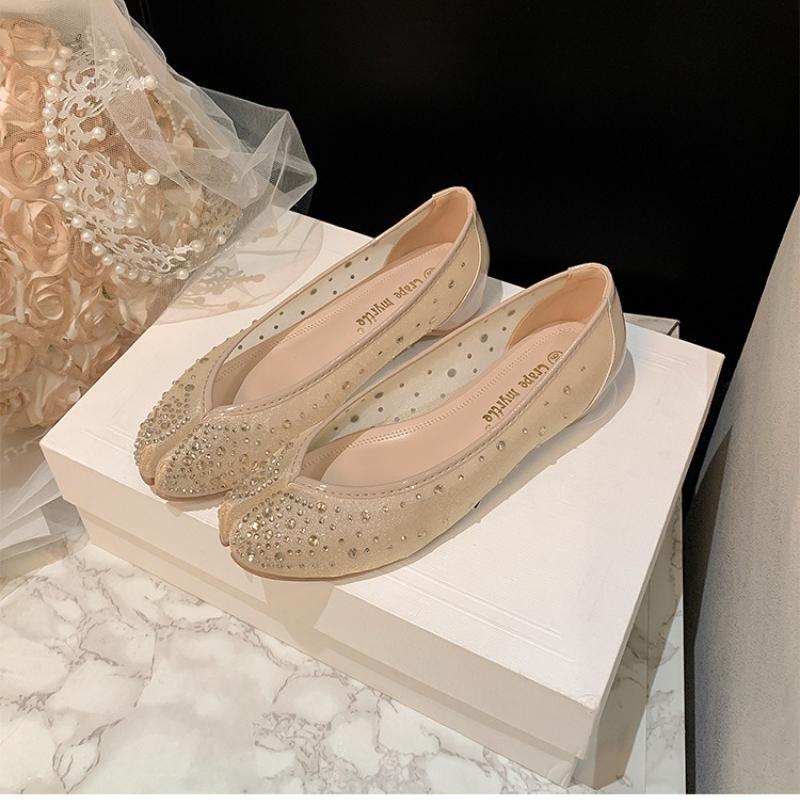 Fashion Women's Rhinestone Sandals 2025 Summer New Breathable Comfortable Casual Shoes Fashion Lightweight Slip On Mary Jane Tabis Shoes