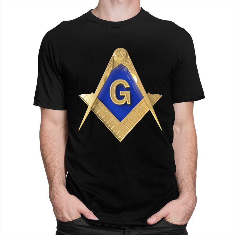 Custom Freemason Gold Square Masonic T Shirts Men Tshirts Casual Tee Slim Fit Tshirts Gift